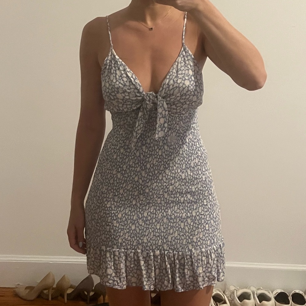 Floral Blue Spaghetti Strap Dress